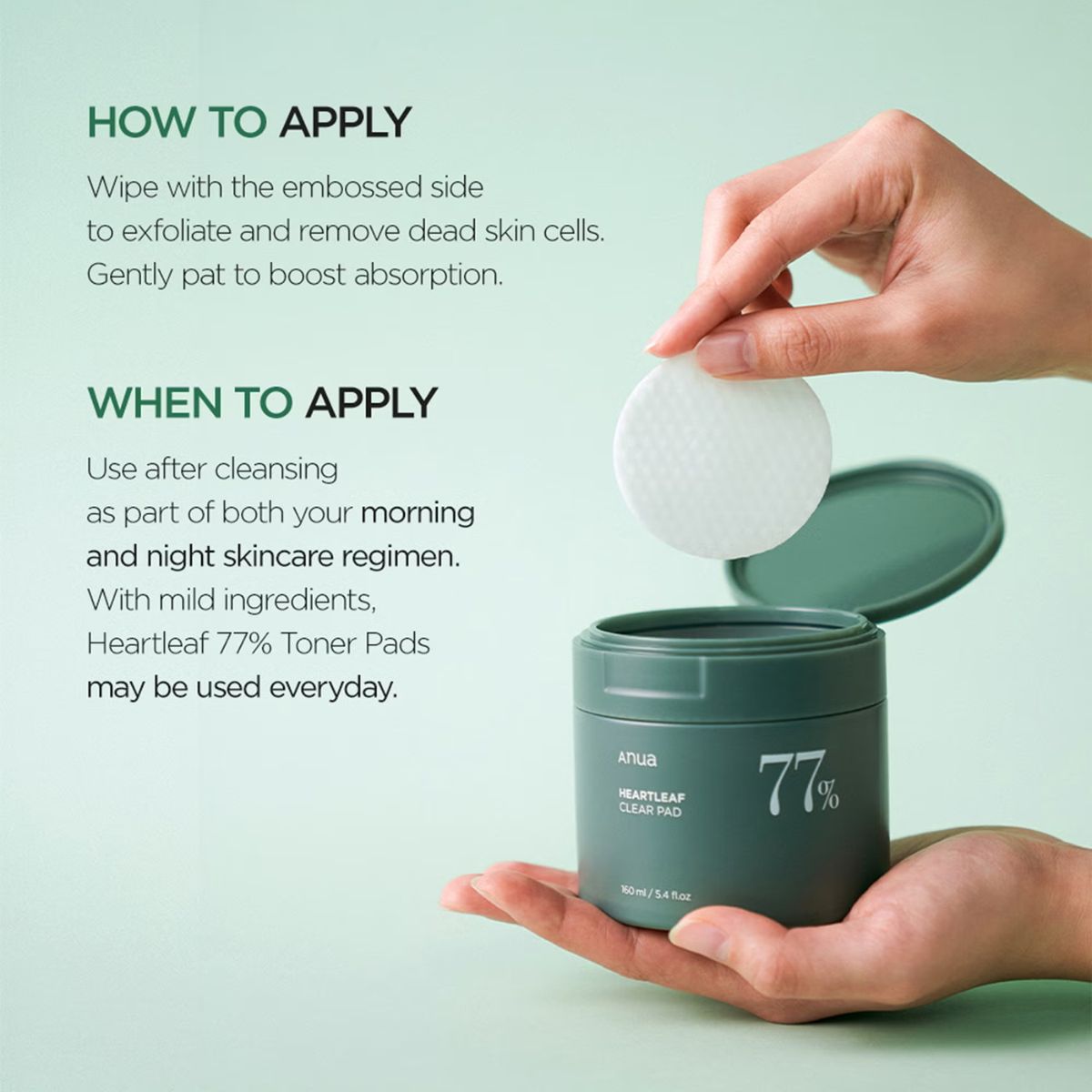 Anua 77% Heartleaf Clear Toner Pads. 160 mL. 70 sheets